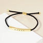 Brave Engraved 18K Gold Dipped Curved Brass Tube Bar Adjustable Pull Tie Bracelet