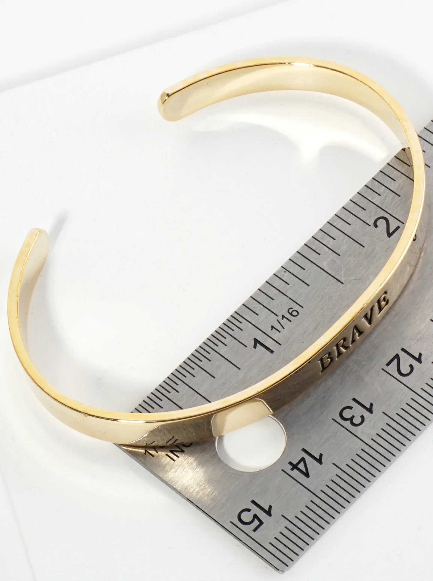 Brave Engraved 18K Gold Dipped Open Cuff Bangle Bracelet
