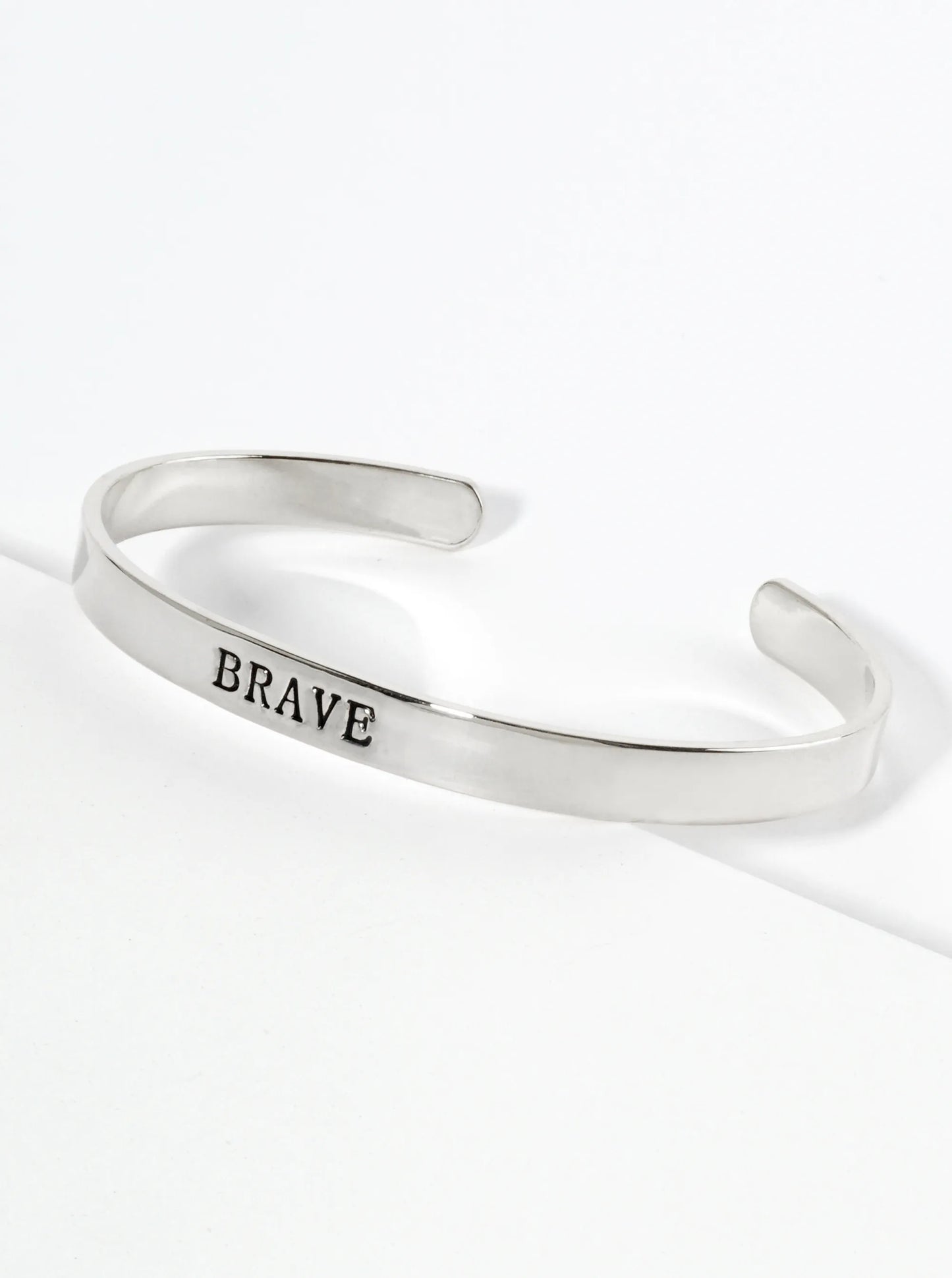 Brave Engraved 18K Gold Dipped Open Cuff Bangle Bracelet