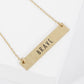 Brave Engraved Horizontal Bar Pendant Necklace
