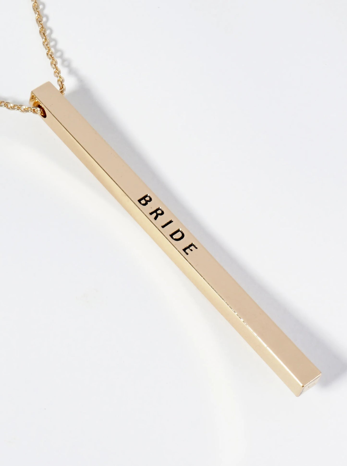 Bride Engraved Vertical Bar Pendant Inspirational Necklace