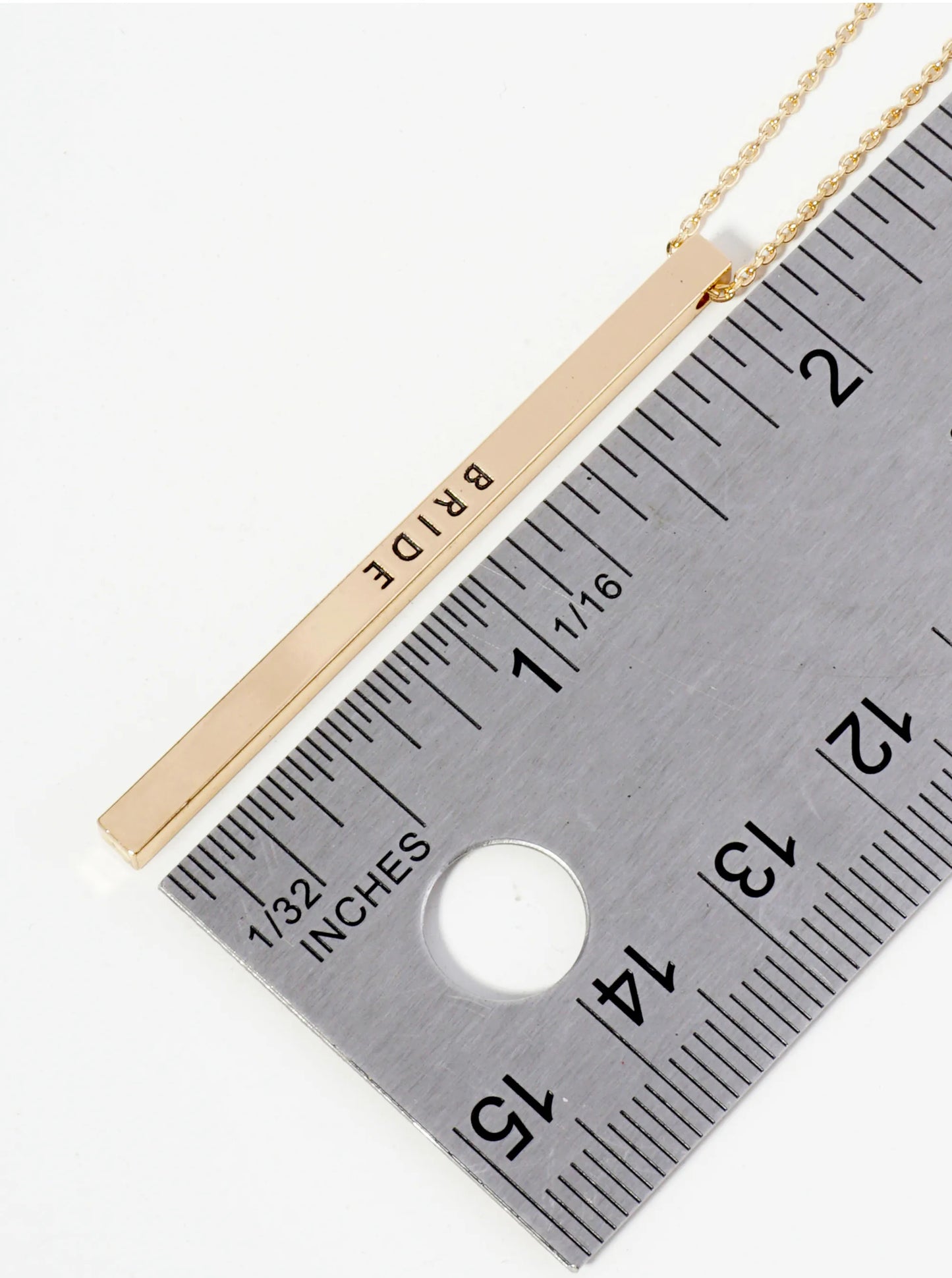 Bride Engraved Vertical Bar Pendant Inspirational Necklace
