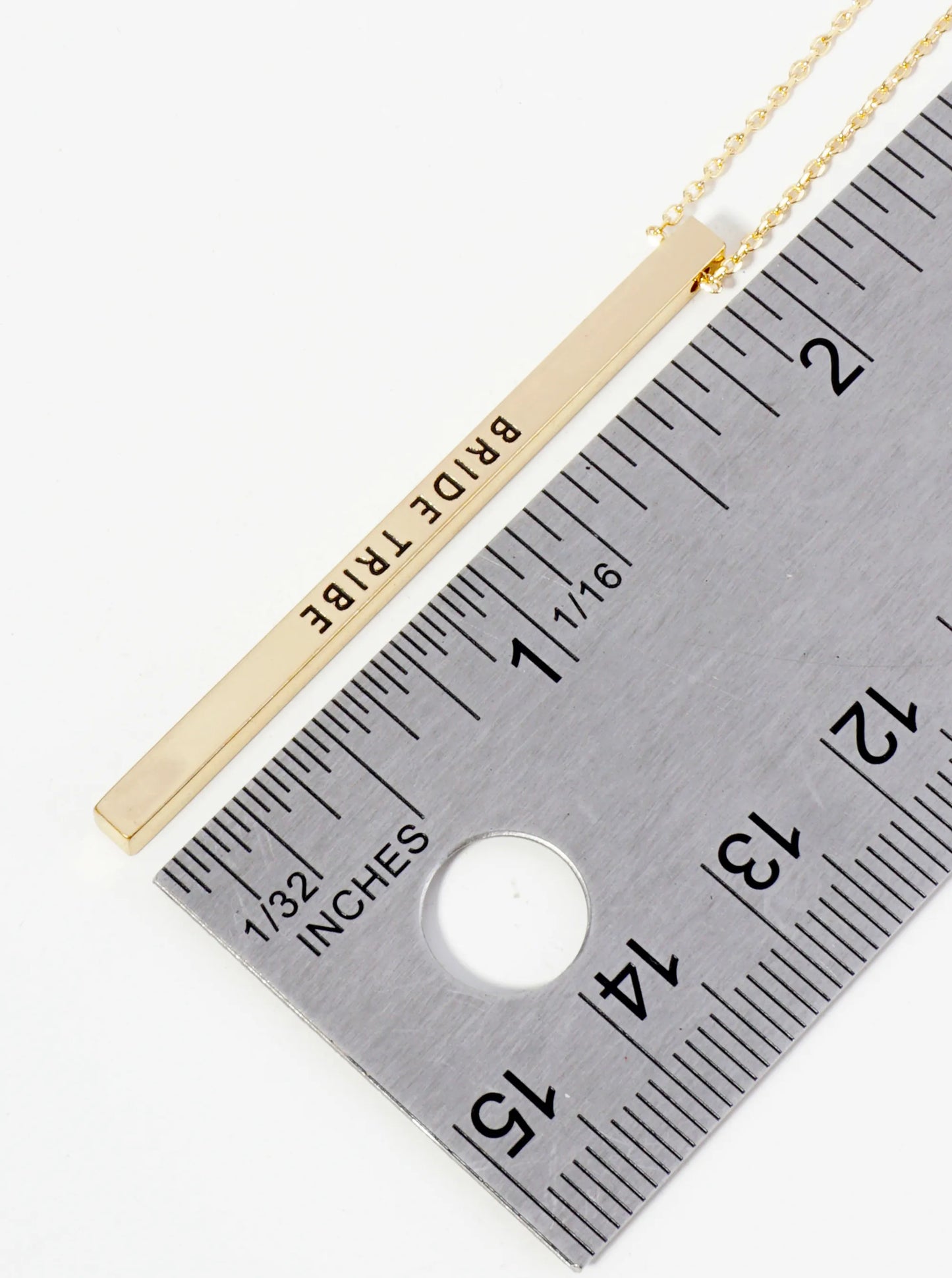 Bride Tribe Engraved Vertical Bar Pendant Inspirational Necklace