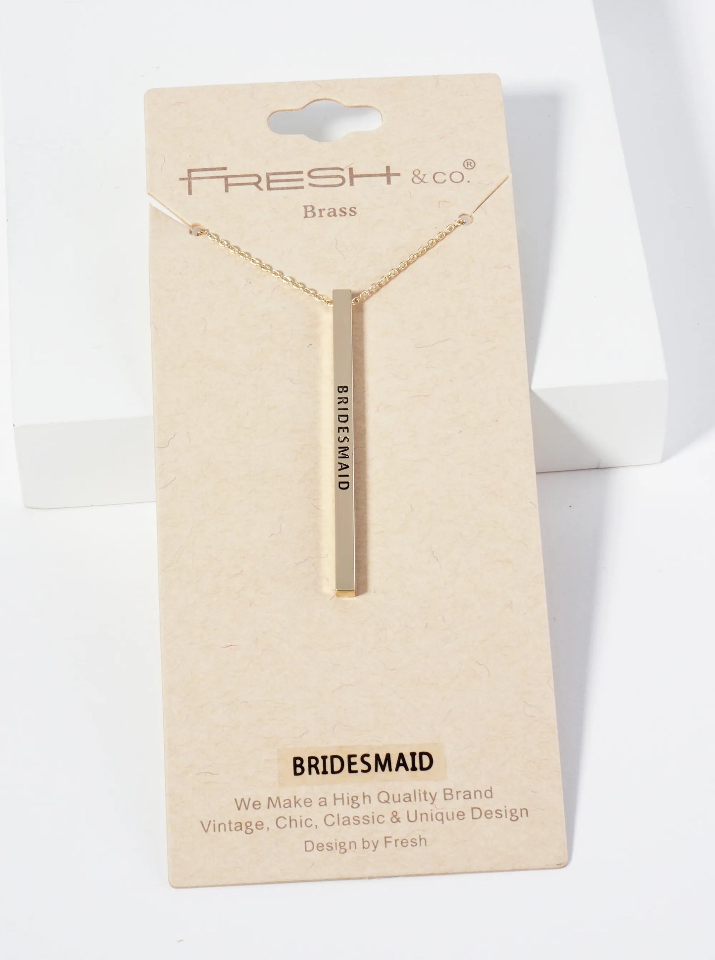 Bridesmaid Engraved Vertical Bar Pendant Inspirational Necklace