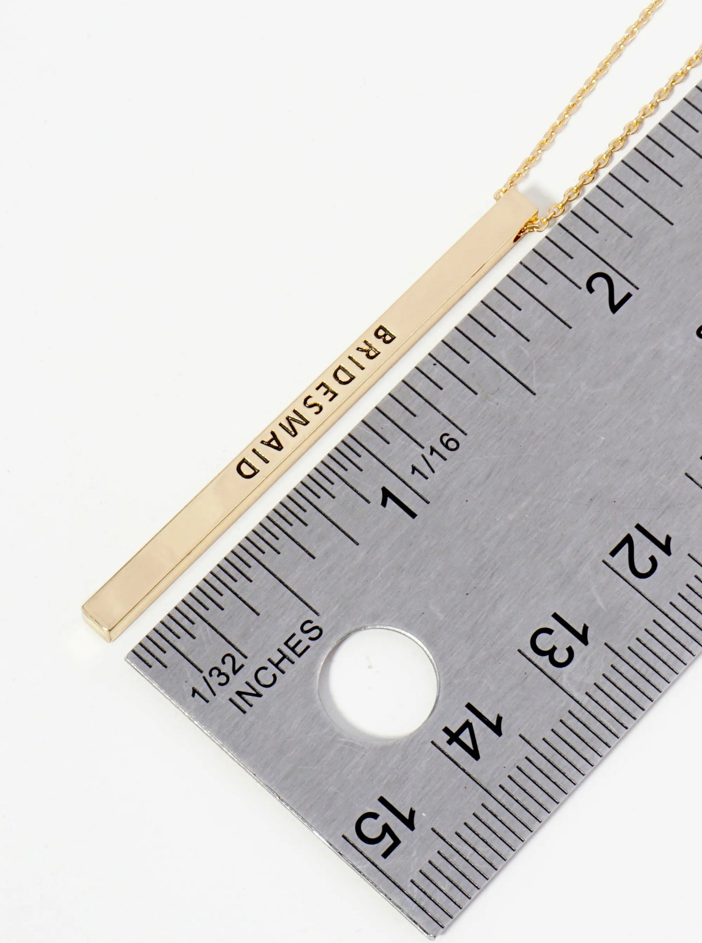 Bridesmaid Engraved Vertical Bar Pendant Inspirational Necklace