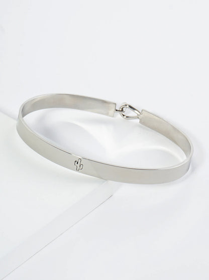 Cactus Engraved Wire Hoop Closure Bangle Bracelet