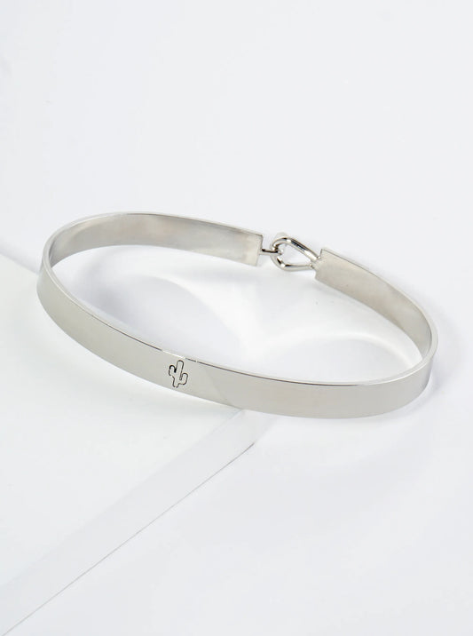 Cactus Engraved Wire Hoop Closure Bangle Bracelet