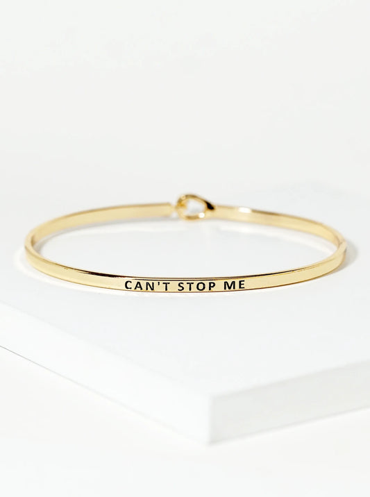 Cant Stop Me Engraved Inspirational Bangle Bracelet