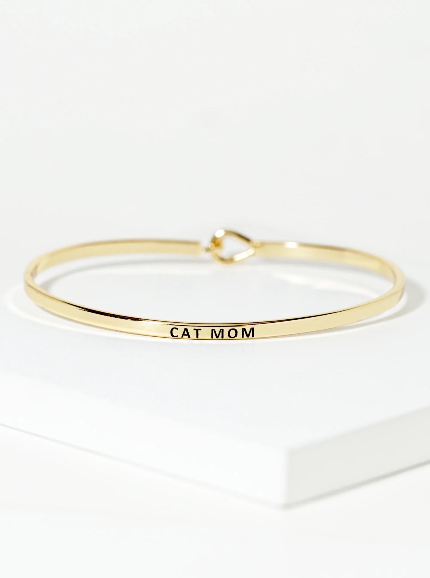 Cat Mom Engraved Inspirational Bangle Bracelet