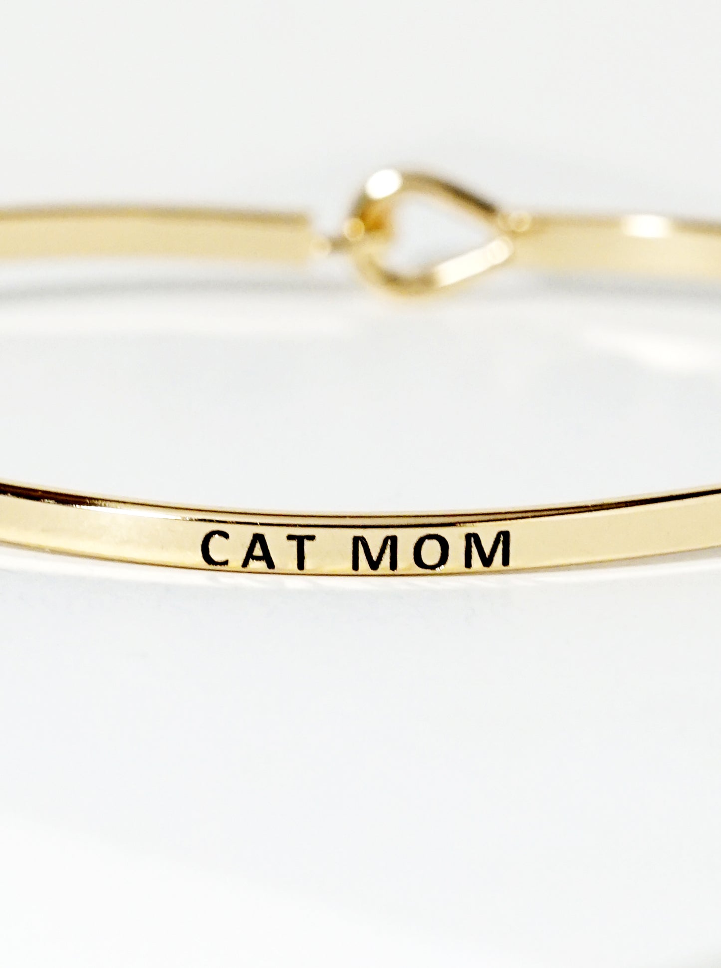 Cat Mom Engraved Inspirational Bangle Bracelet