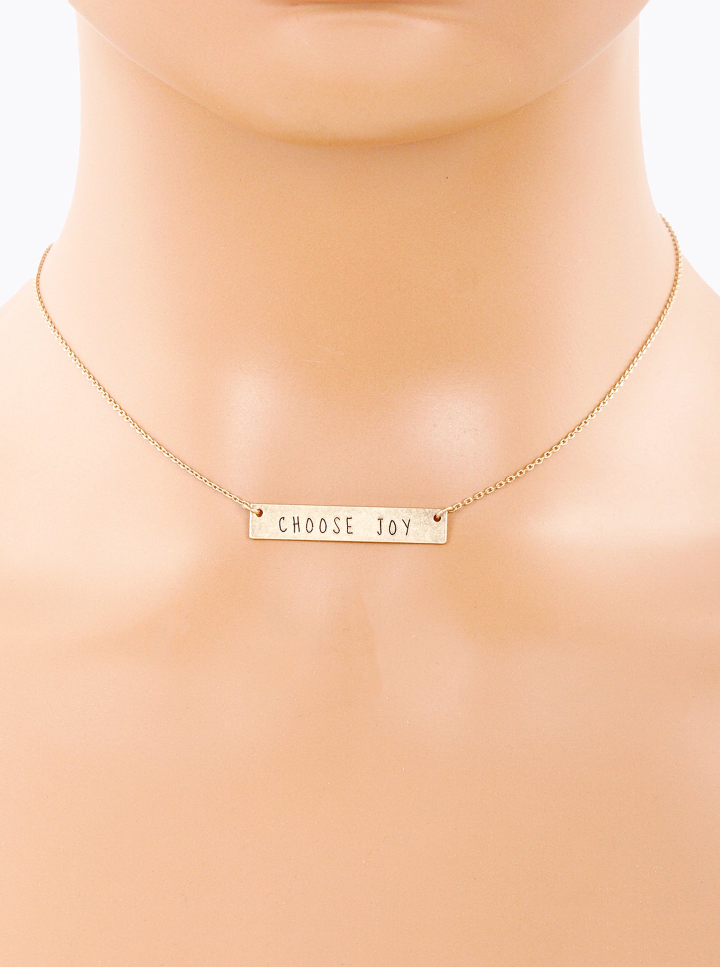 Choose Joy Engraved Horizontal Bar Pendant Necklace
