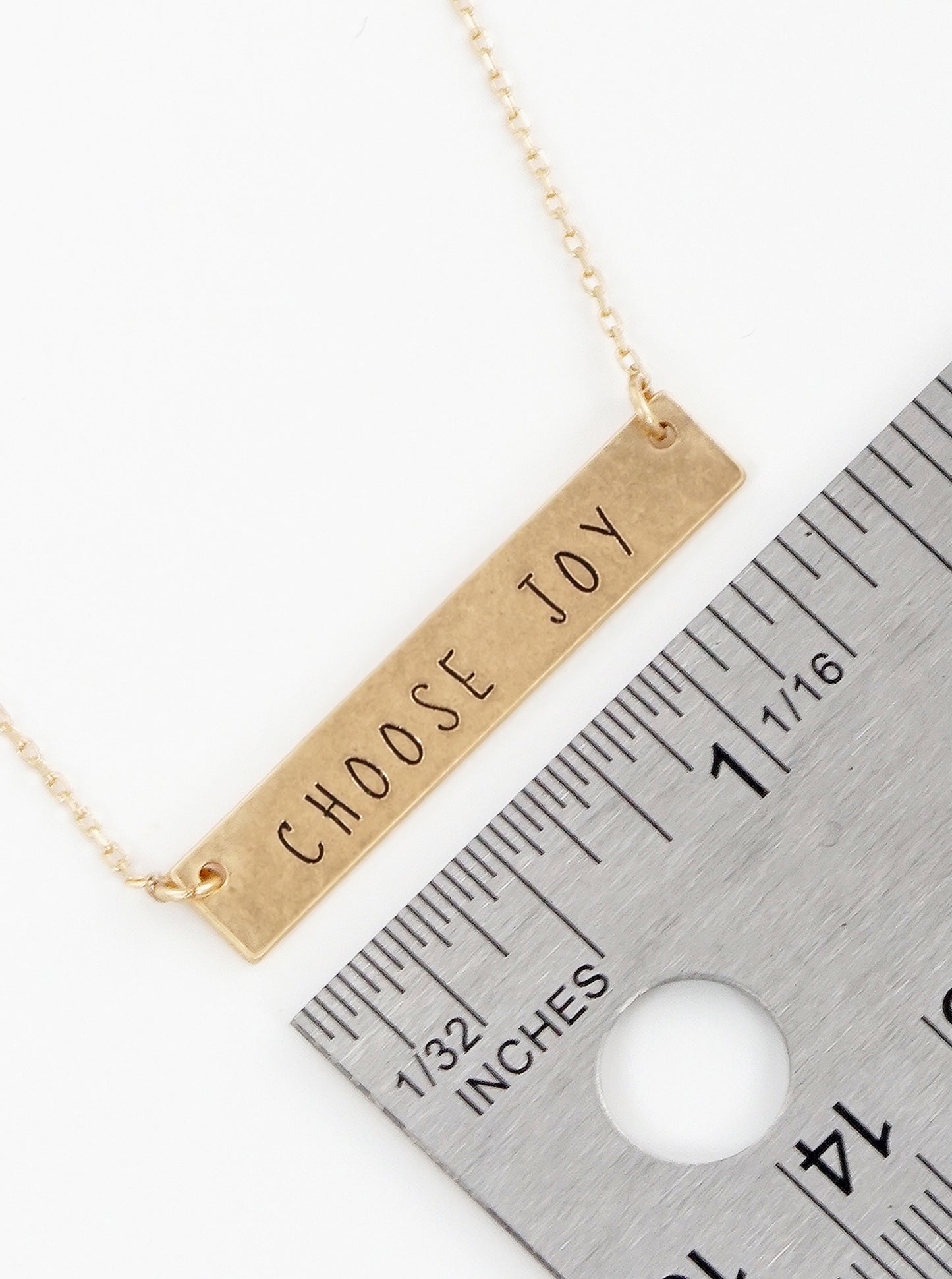 Choose Joy Engraved Horizontal Bar Pendant Necklace
