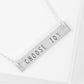 Choose Joy Engraved Horizontal Bar Pendant Necklace