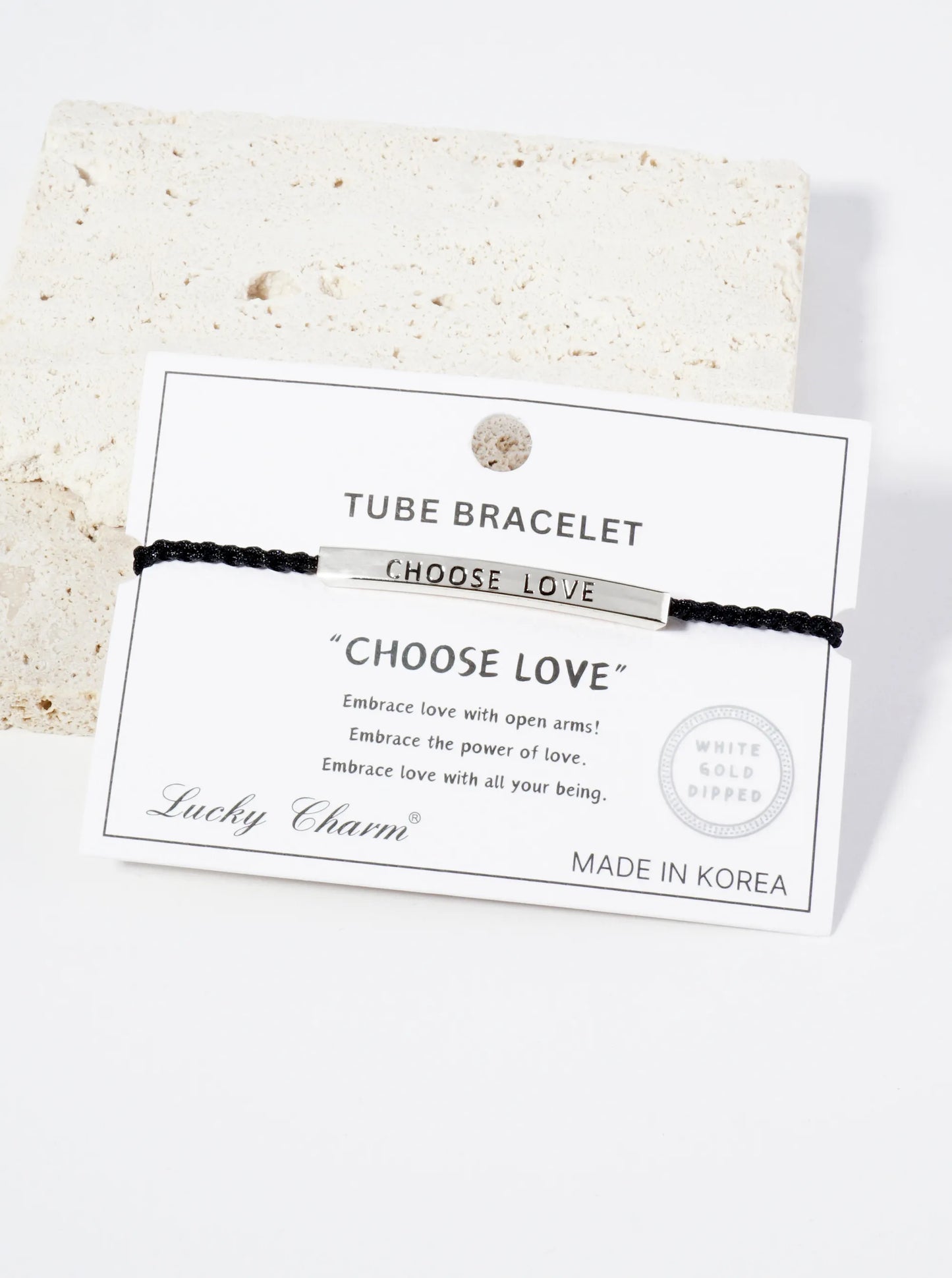 Choose Love Engraved 18K Gold Dipped Curved Brass Tube Bar Adjustable Pull Tie Bracelet