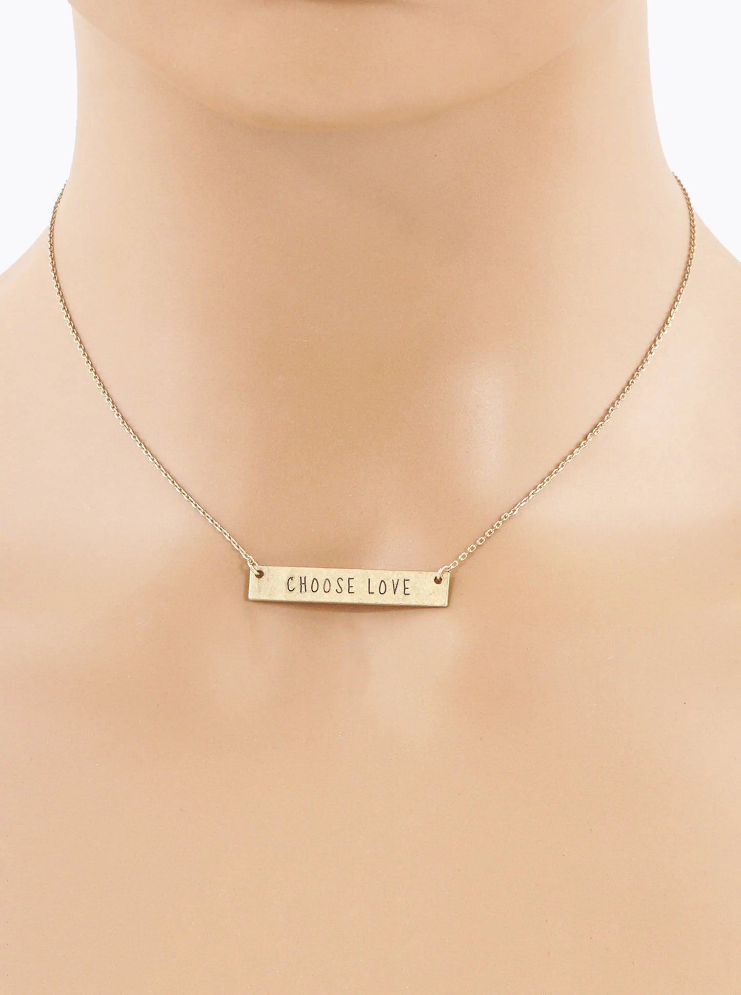 Choose Love Engraved Horizontal Bar Pendant Necklace
