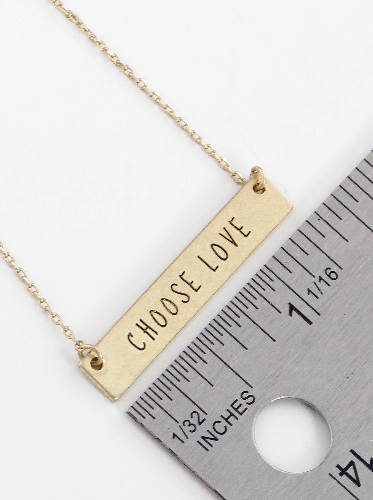 Choose Love Engraved Horizontal Bar Pendant Necklace