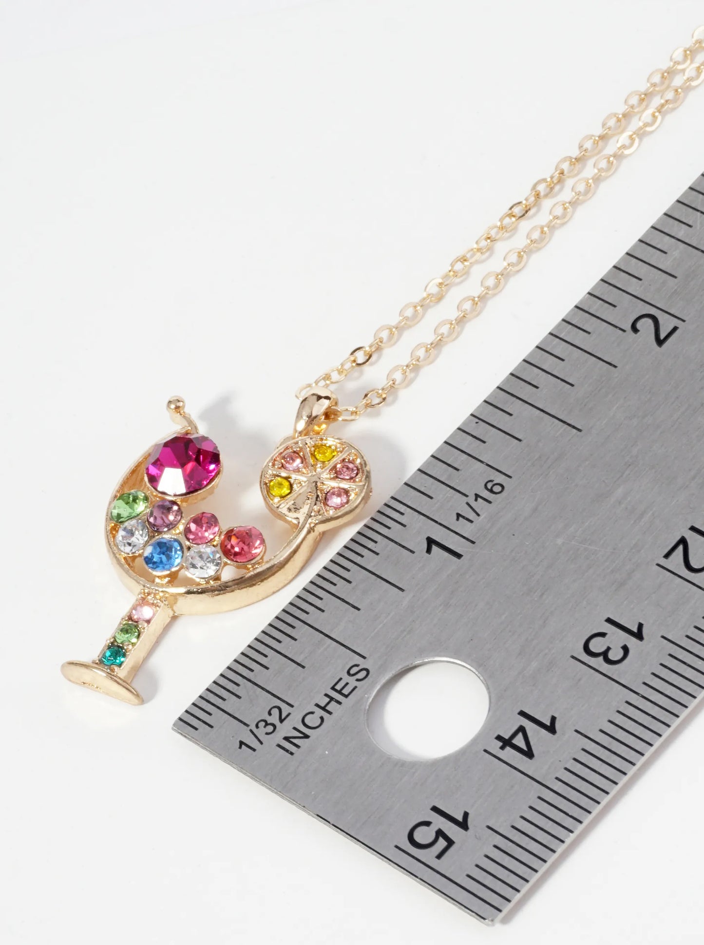 Crystal Cocktail Glass Pendant Necklace