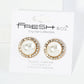 Crystal Encircling Pearl Bead Button Stud Earrings