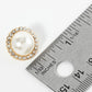 Crystal Encircling Pearl Bead Button Stud Earrings