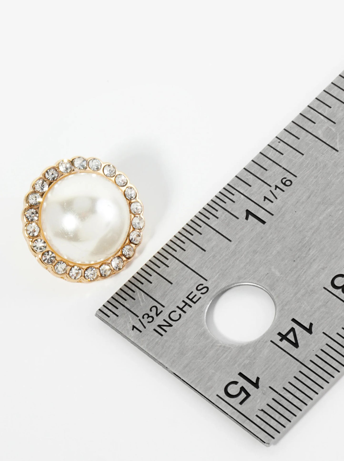 Crystal Encircling Pearl Bead Button Stud Earrings