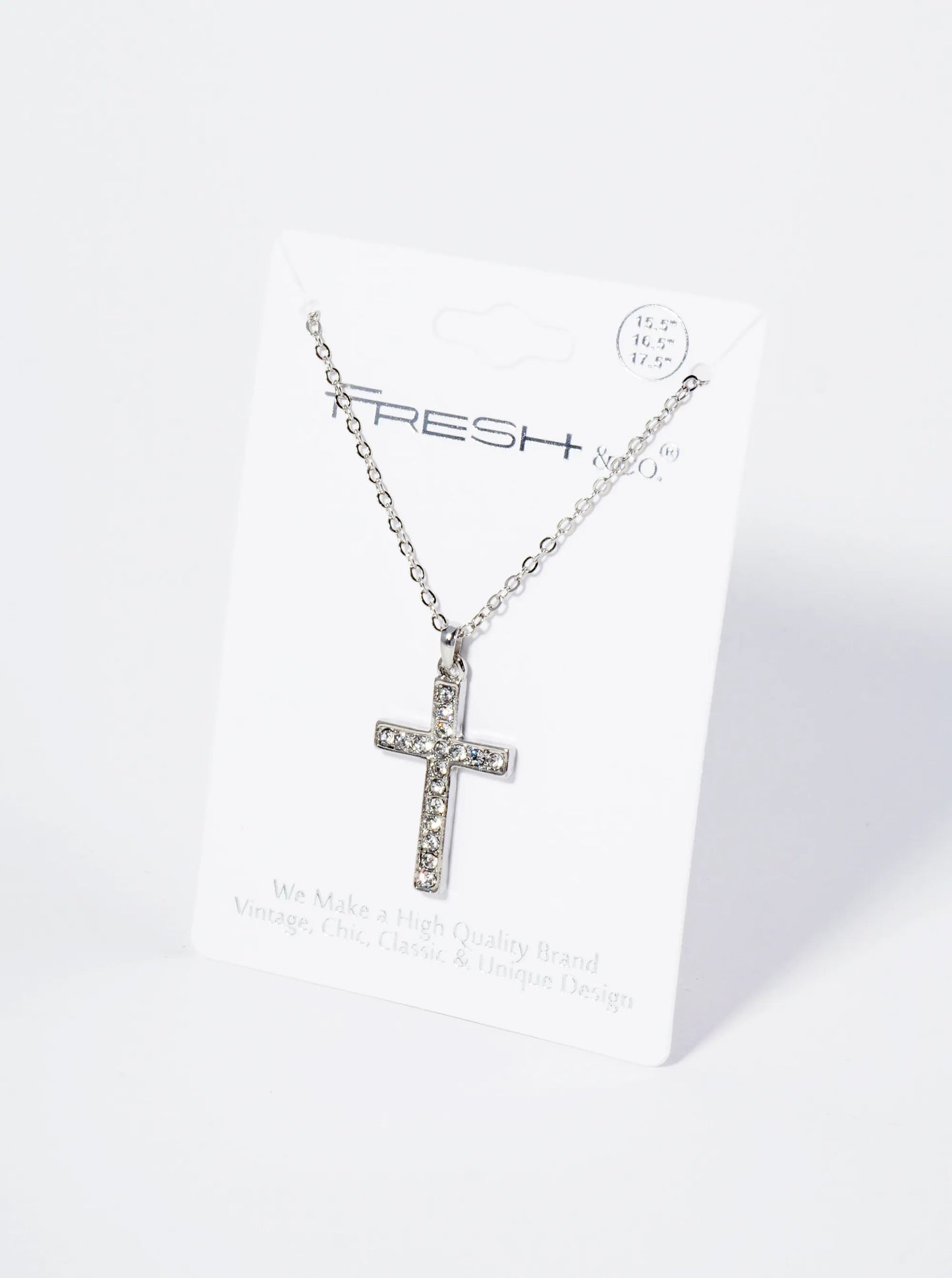 Crystal Pave 1 Inch Cross Pendant Necklace
