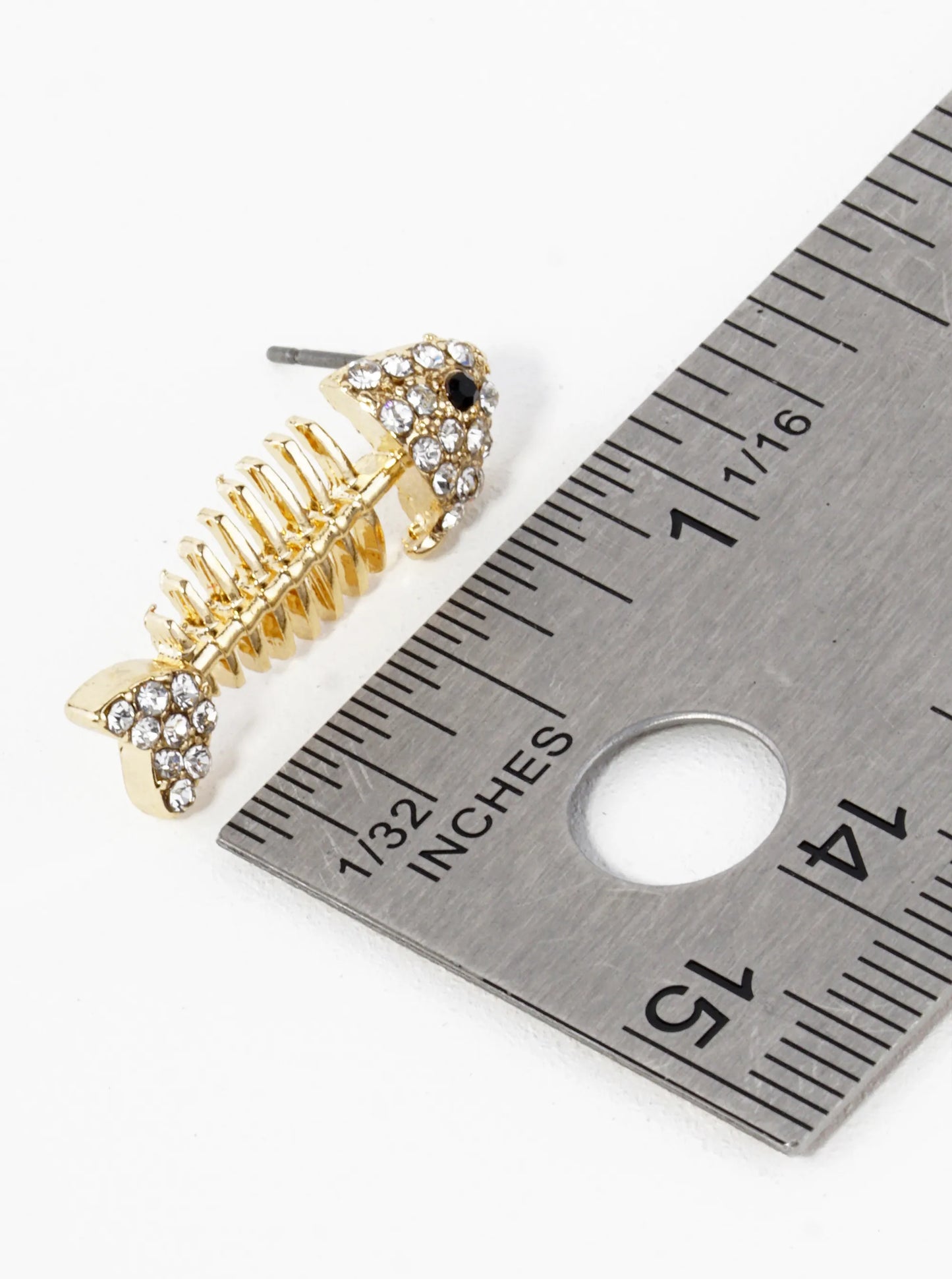 Crystal Pave 1 Inch Fishbone Stud Earrings
