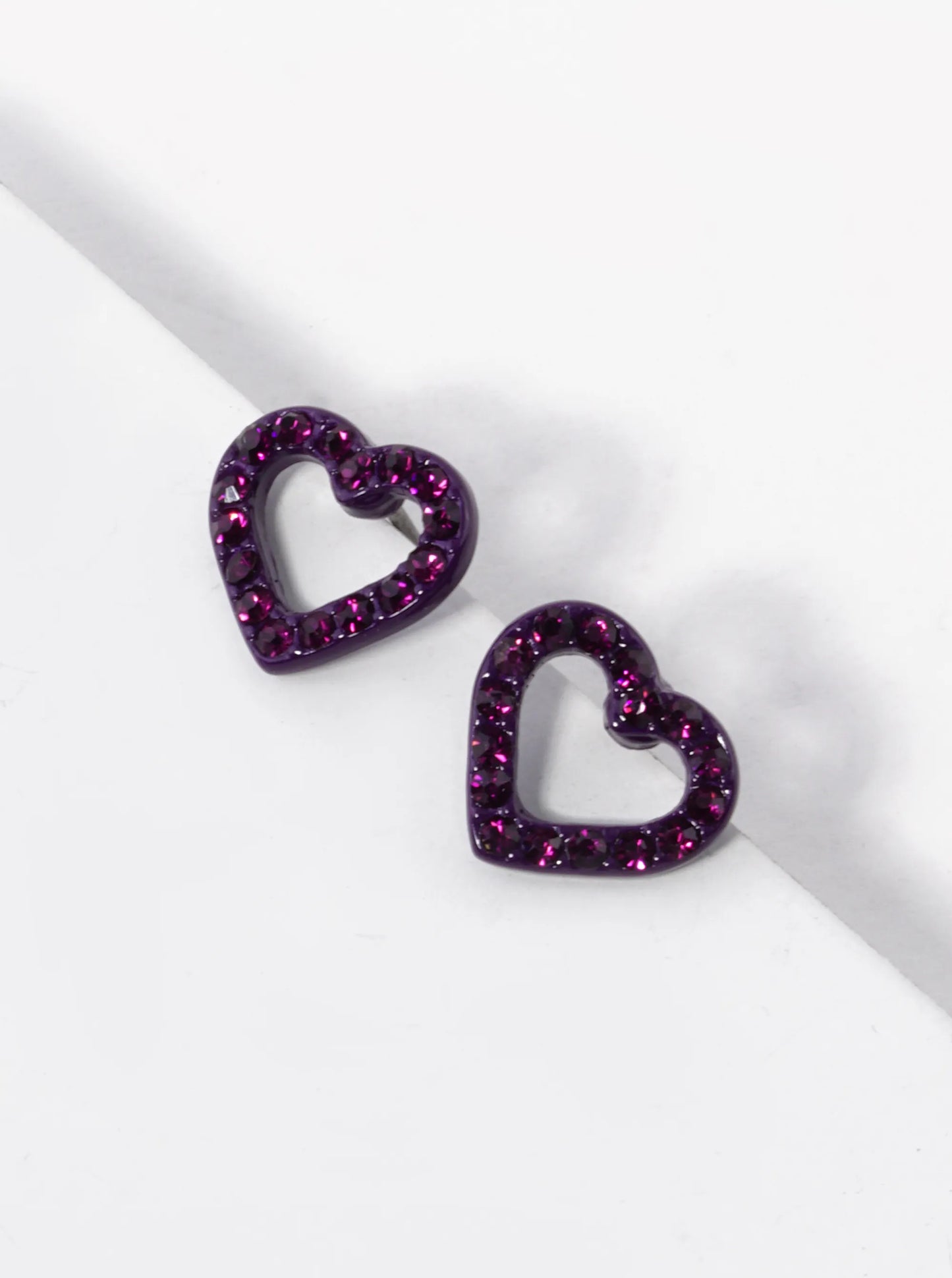 Crystal Pave 10mm Dainty Heart Stud Earrings