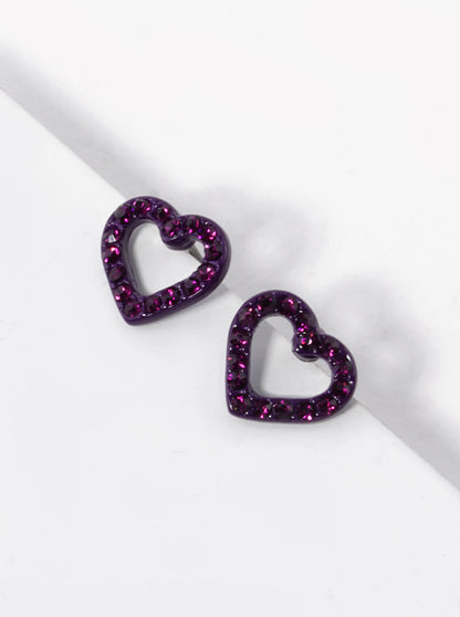 Crystal Pave 10mm Dainty Heart Stud Earrings