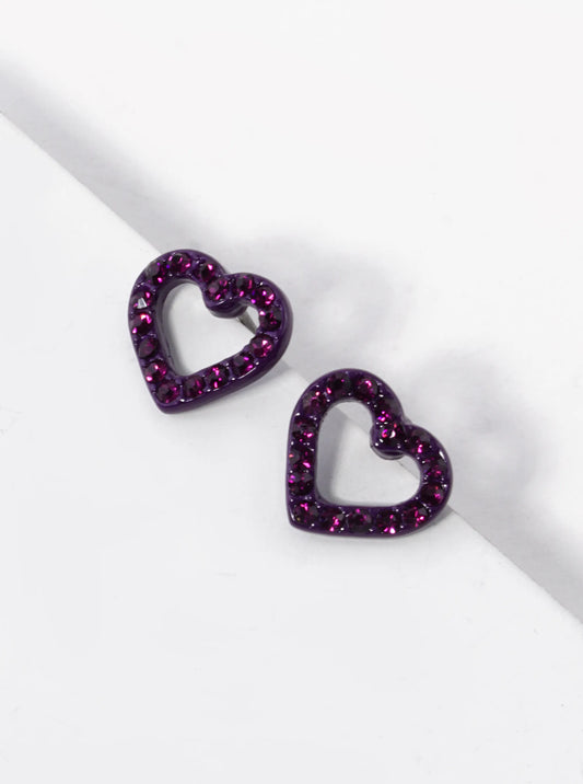 Crystal Pave 10mm Dainty Heart Stud Earrings