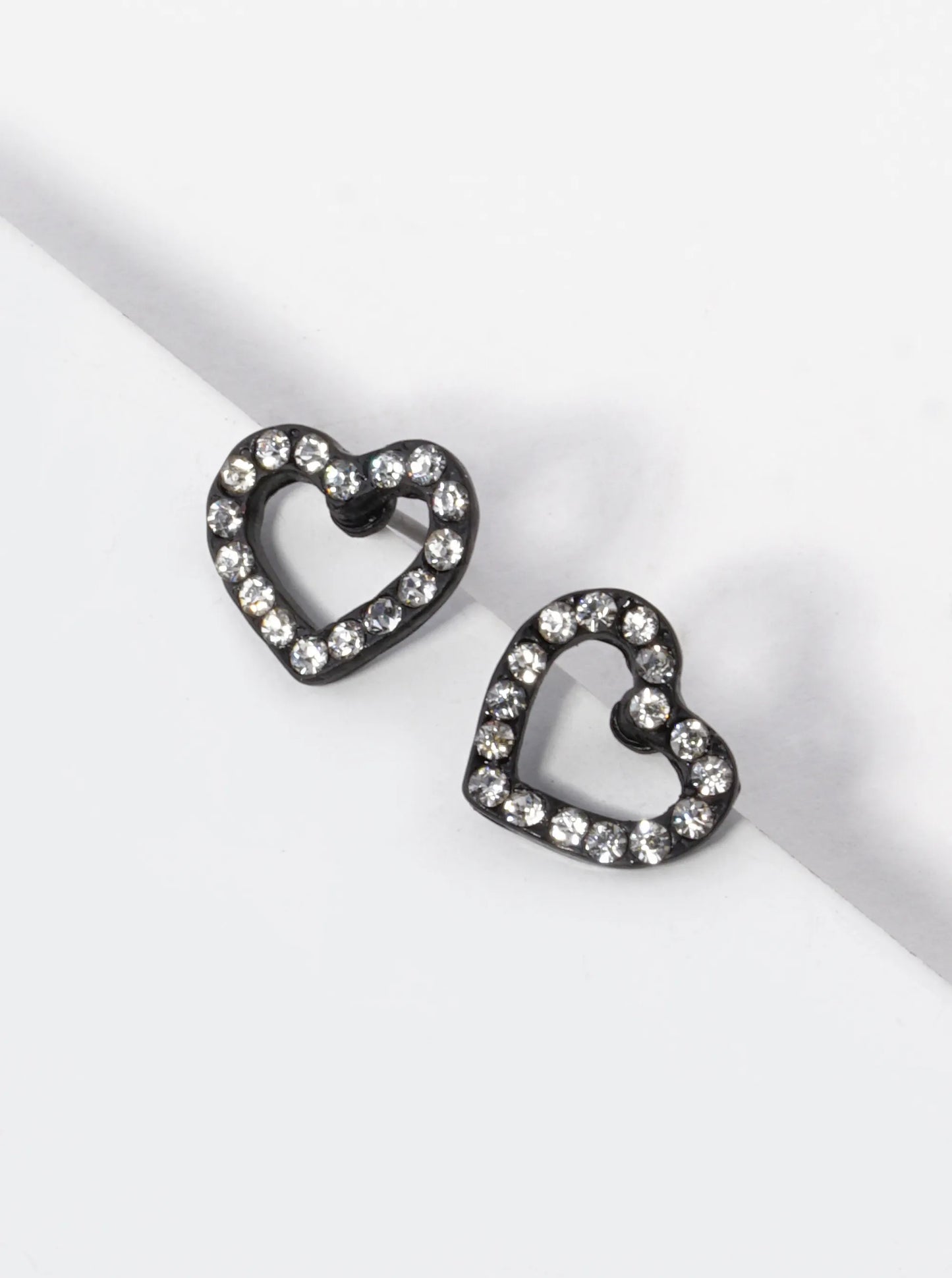 Crystal Pave 10mm Dainty Heart Stud Earrings