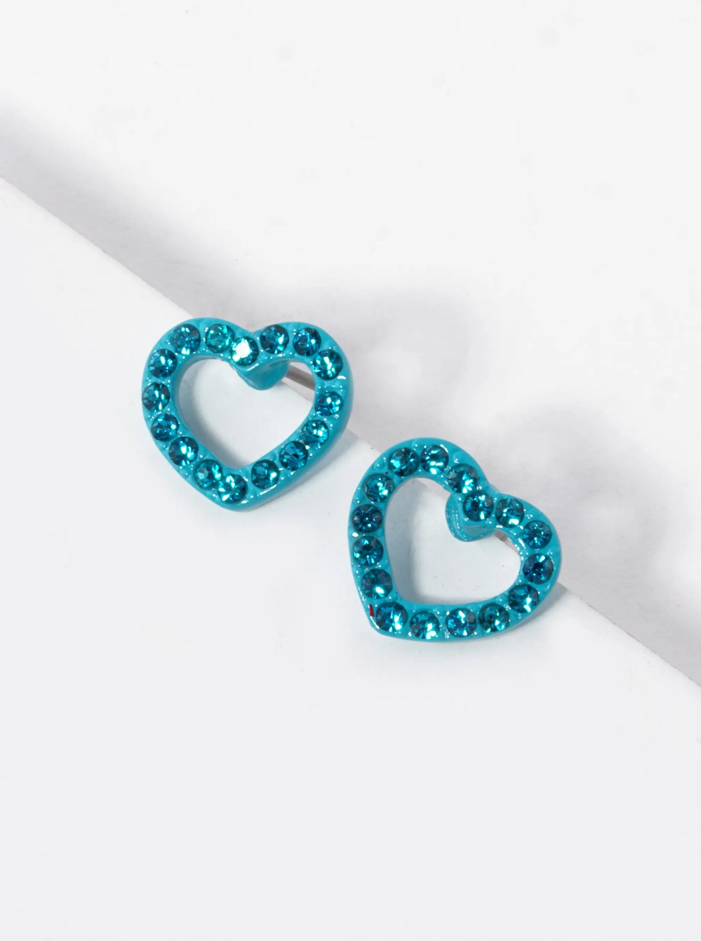 Crystal Pave 10mm Dainty Heart Stud Earrings