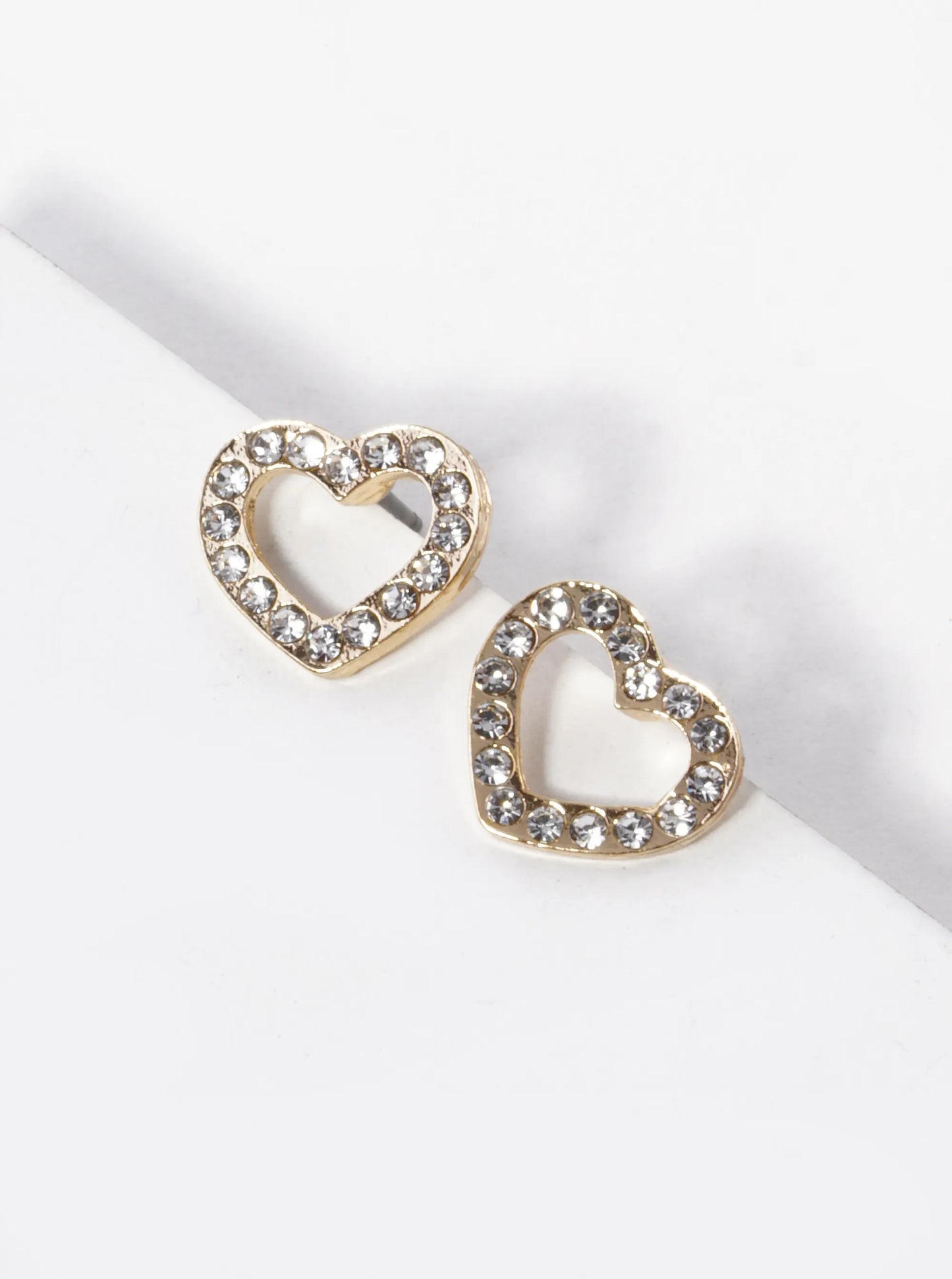 Crystal Pave 10mm Dainty Heart Stud Earrings