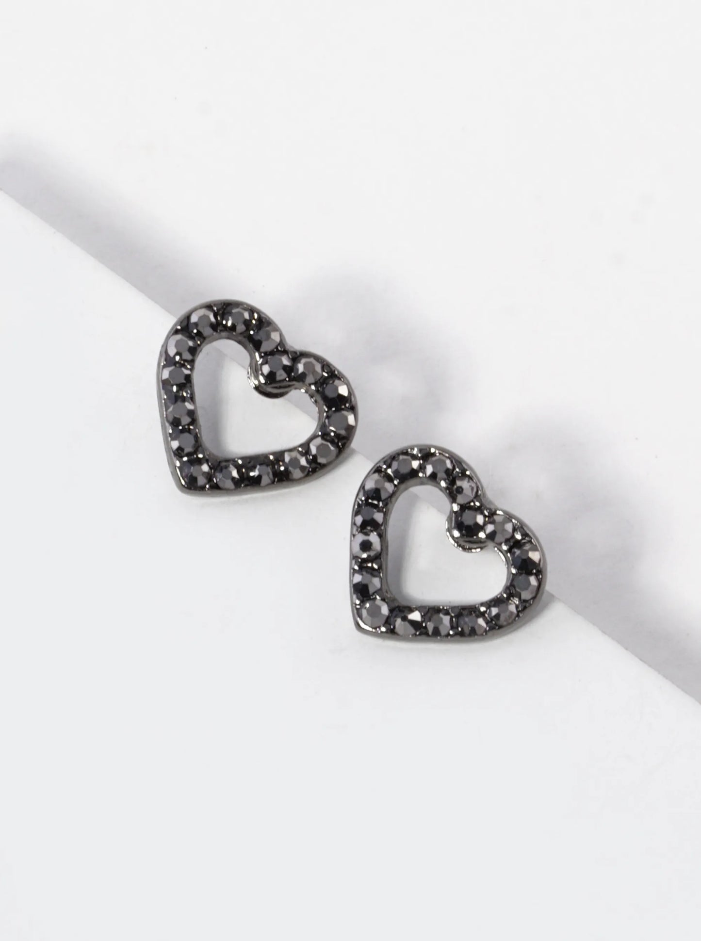Crystal Pave 10mm Dainty Heart Stud Earrings