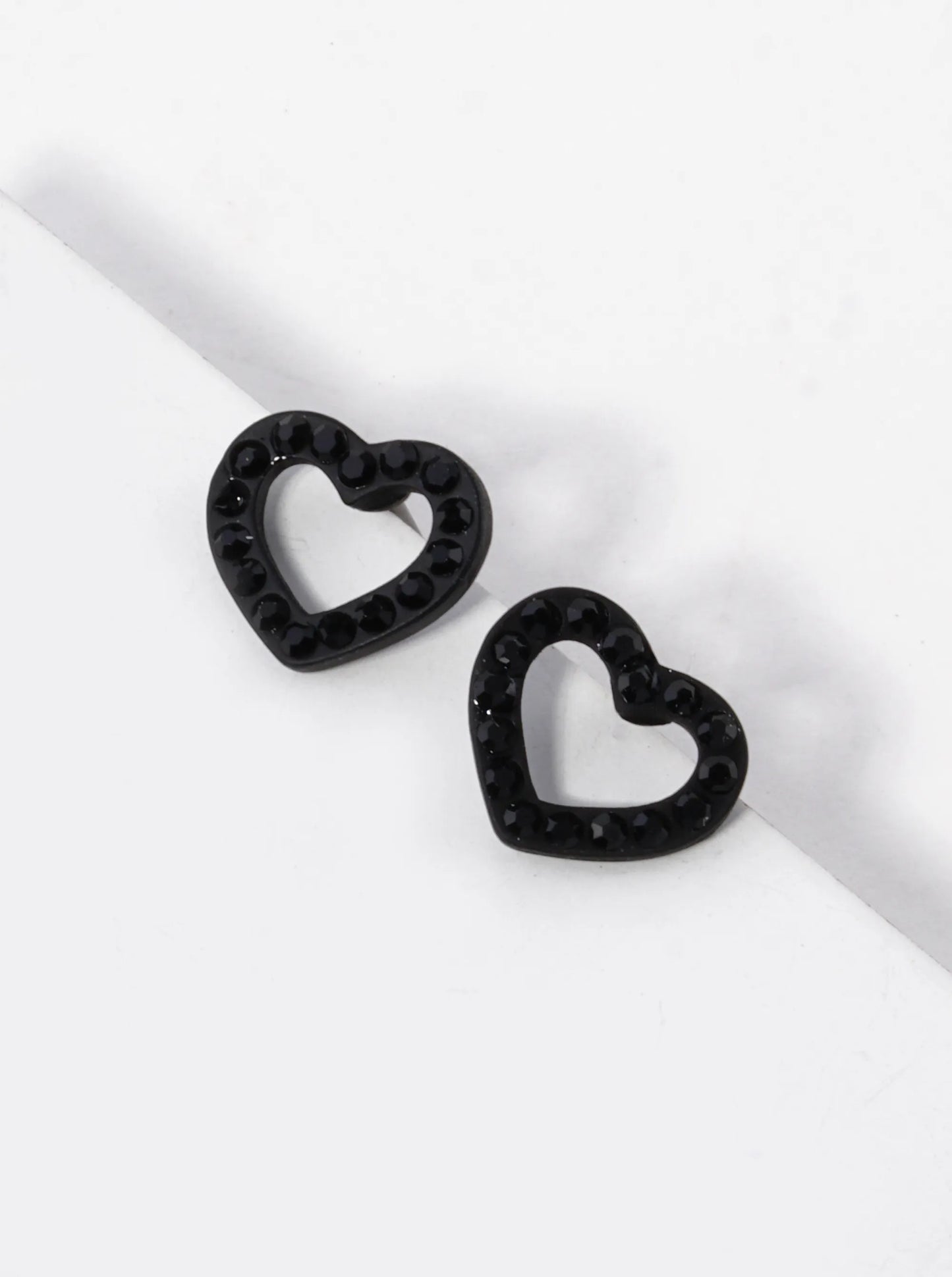 Crystal Pave 10mm Dainty Heart Stud Earrings
