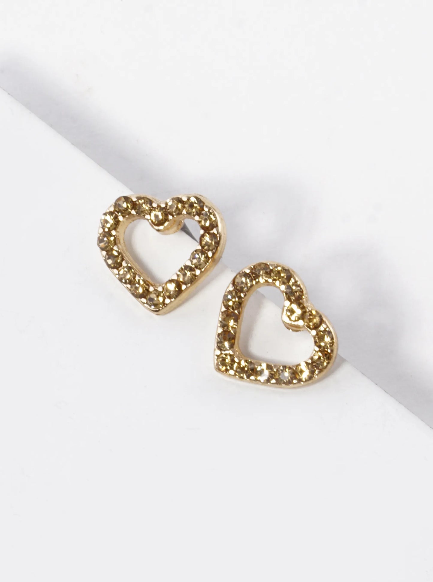 Crystal Pave 10mm Dainty Heart Stud Earrings