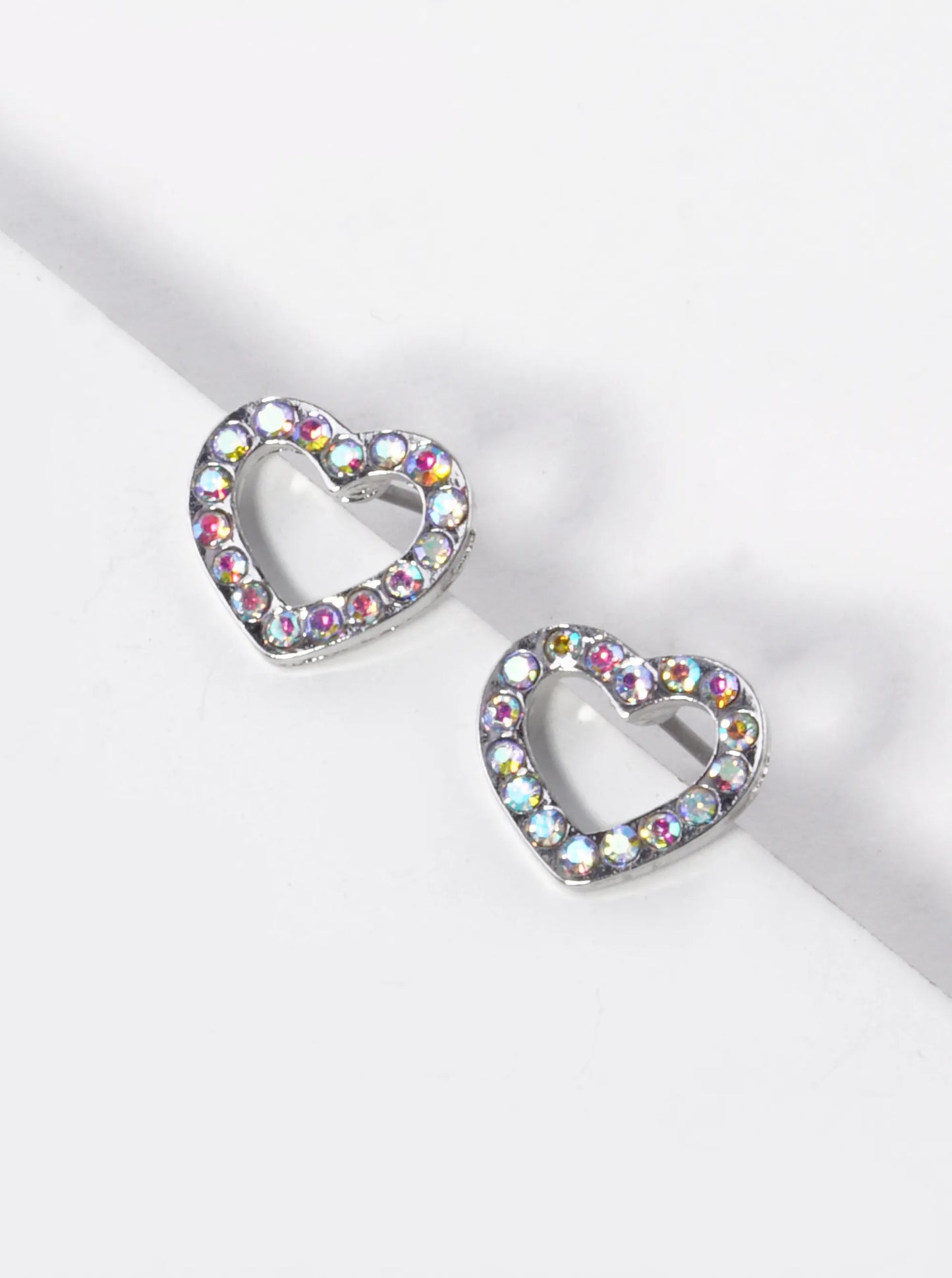 Crystal Pave 10mm Dainty Heart Stud Earrings