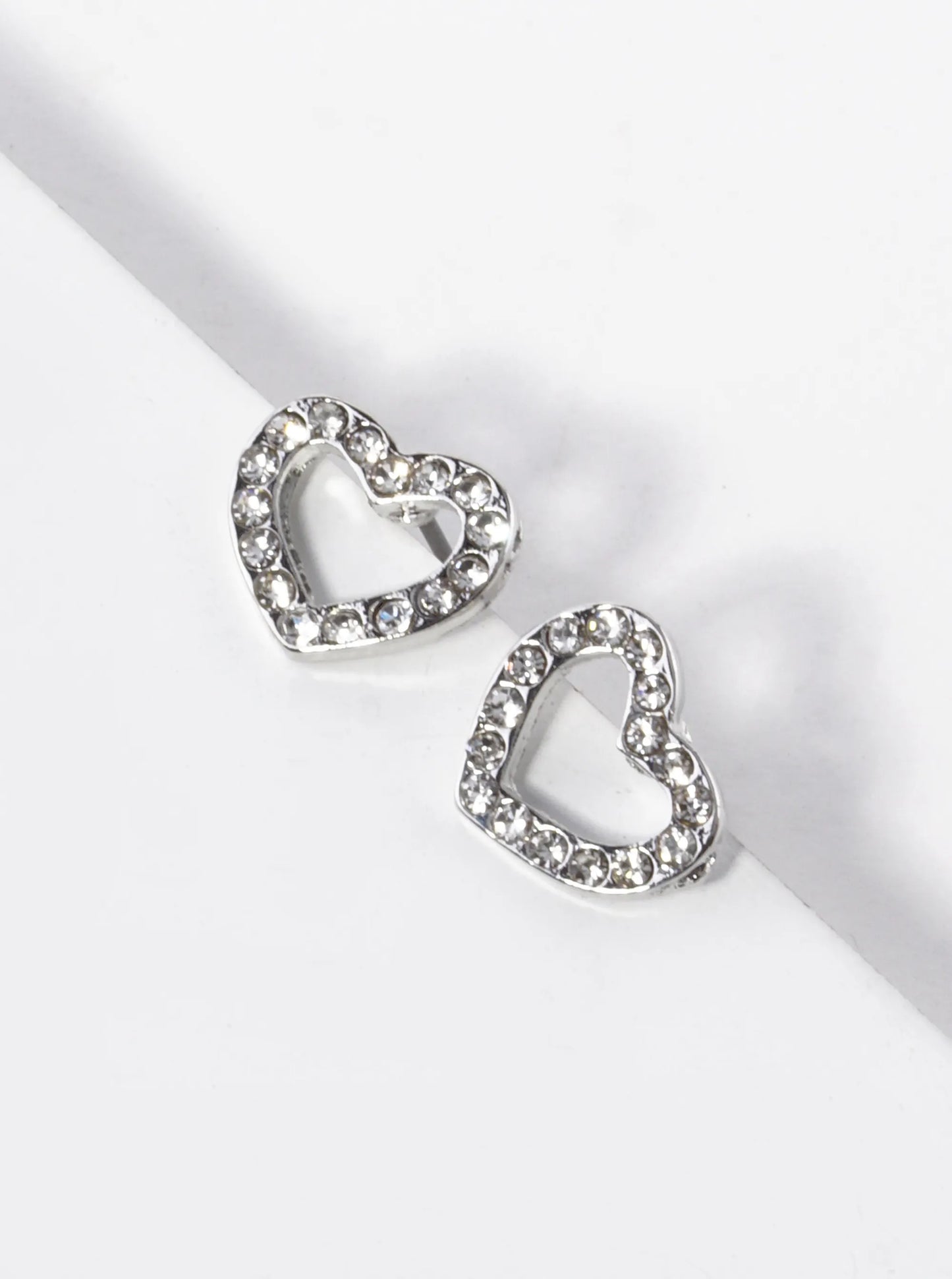 Crystal Pave 10mm Dainty Heart Stud Earrings