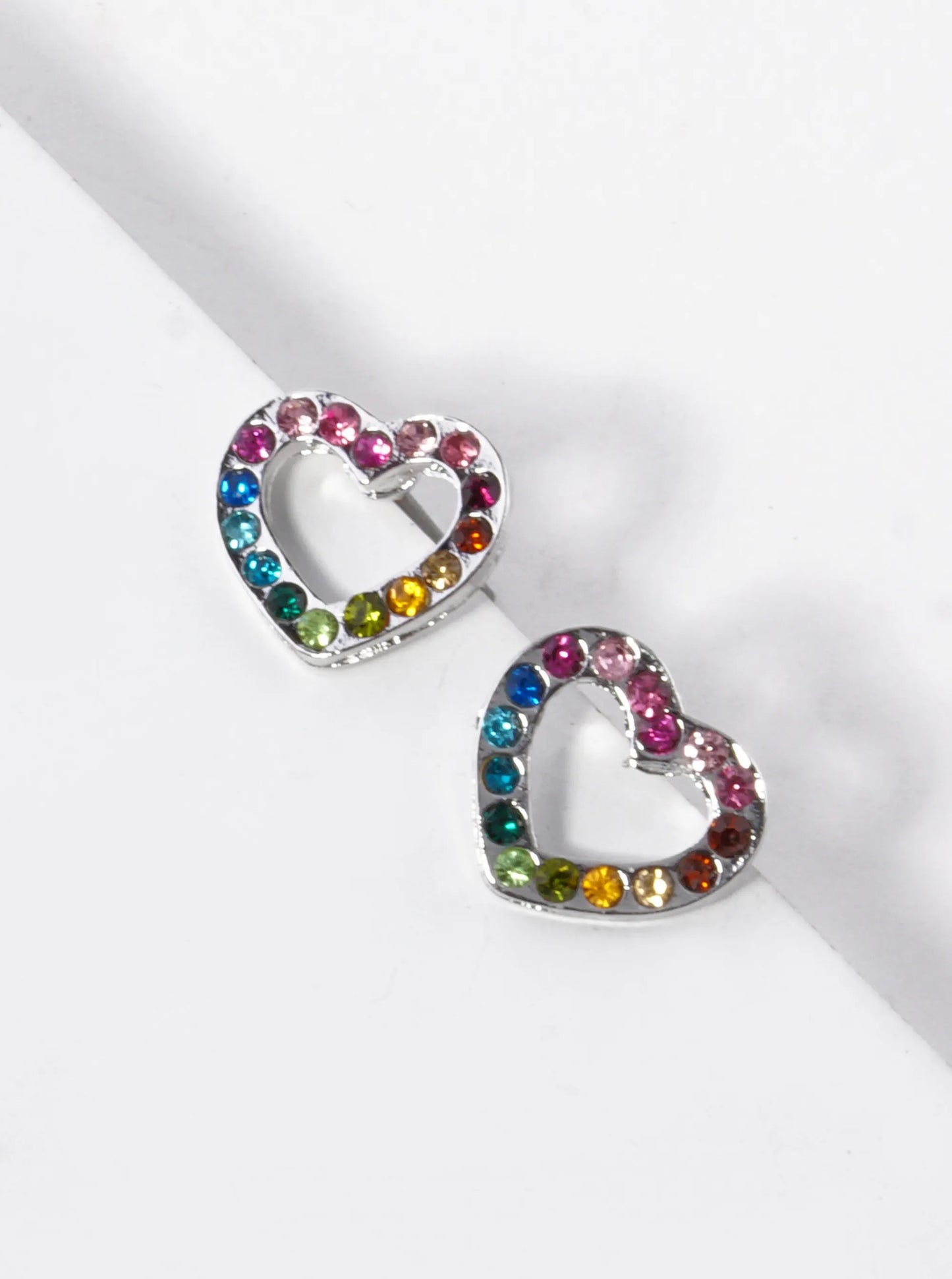 Crystal Pave 10mm Dainty Heart Stud Earrings