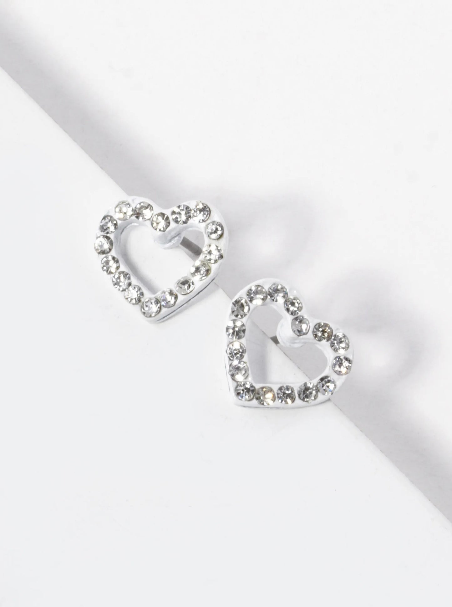 Crystal Pave 10mm Dainty Heart Stud Earrings