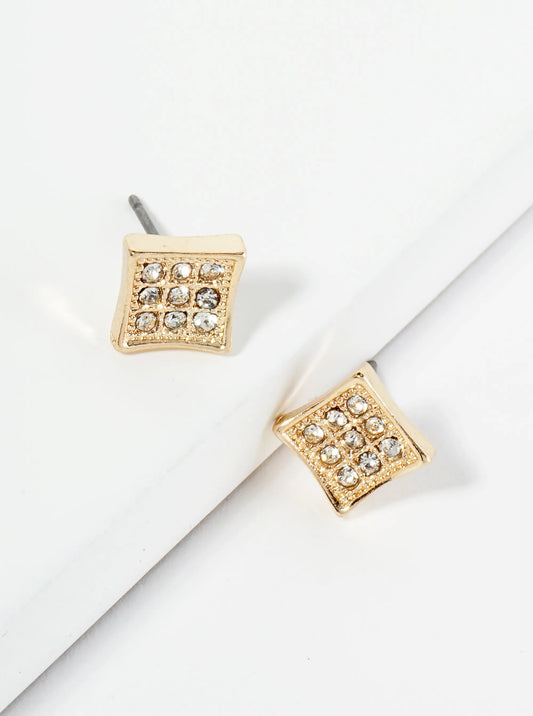 Crystal Pave 10mm Diamond Shape Stud Earrings