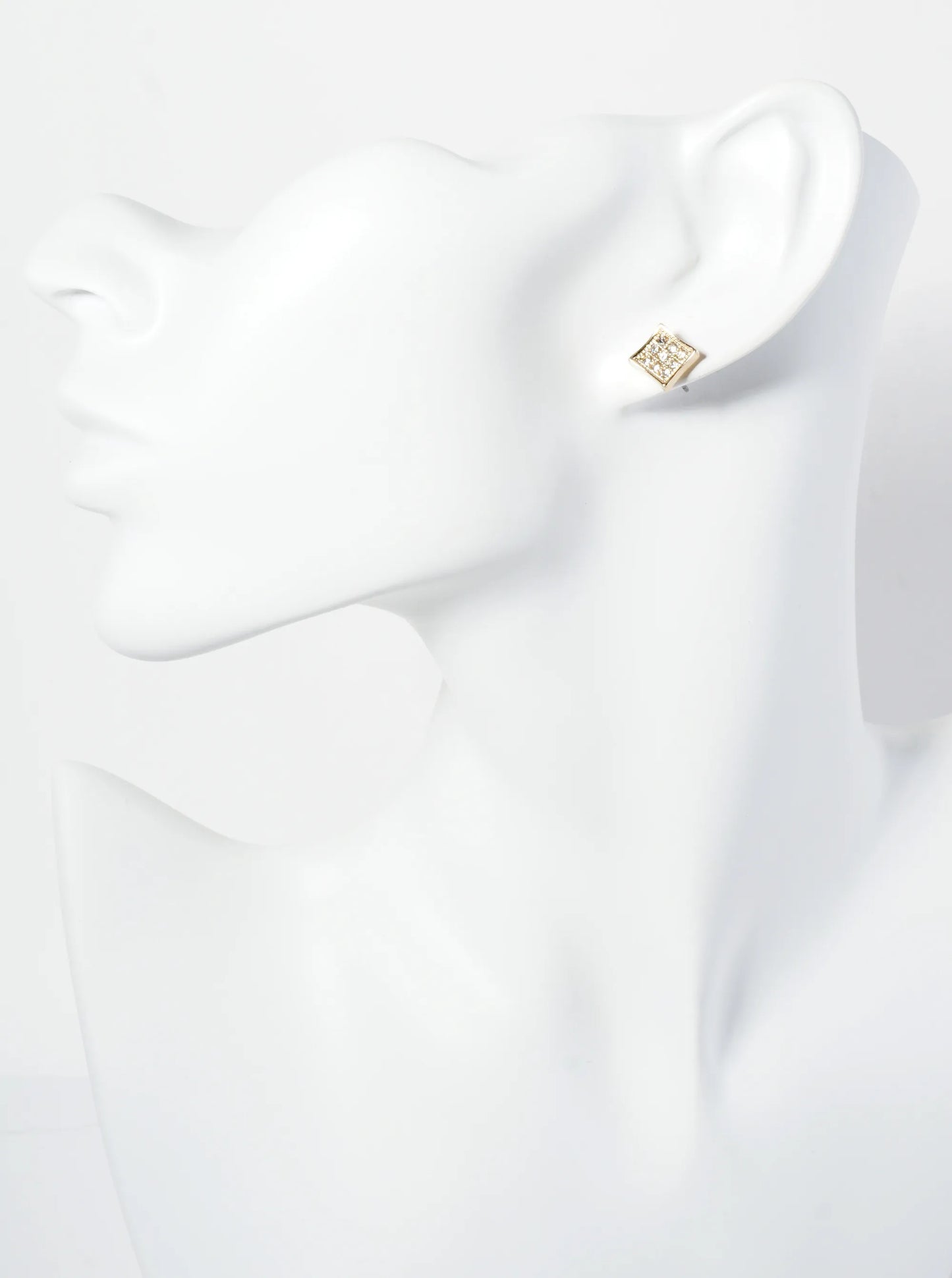 Crystal Pave 10mm Diamond Shape Stud Earrings