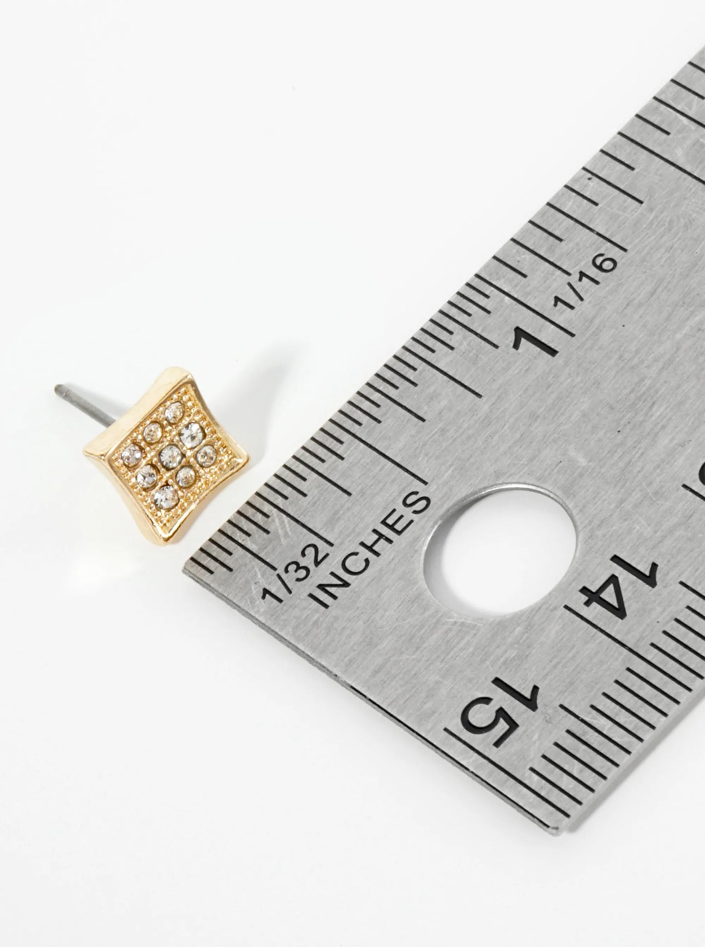 Crystal Pave 10mm Diamond Shape Stud Earrings