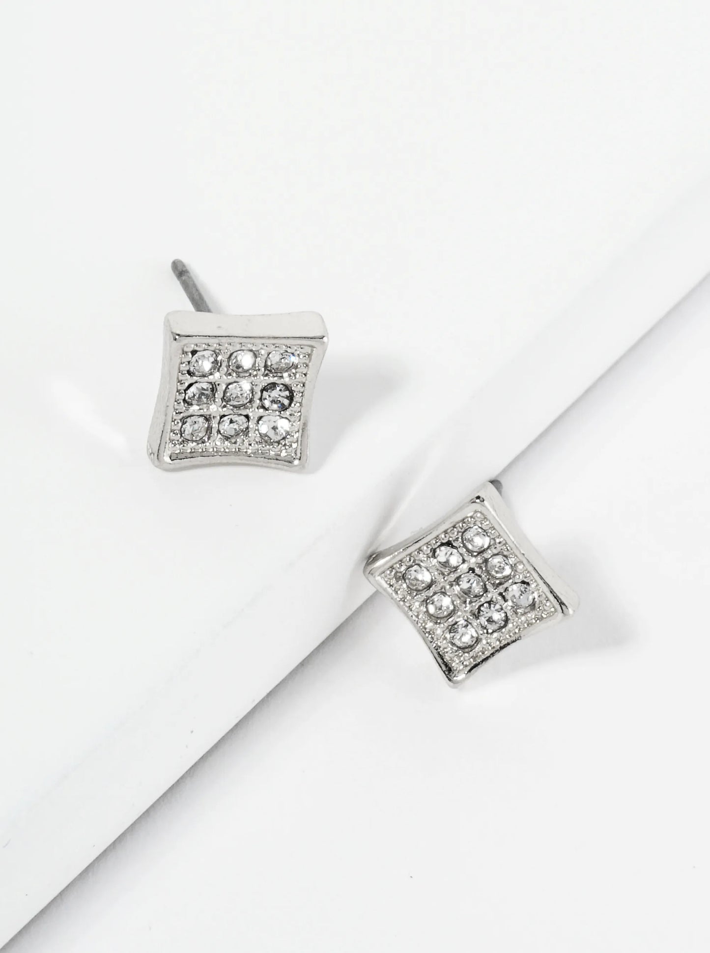 Crystal Pave 10mm Diamond Shape Stud Earrings