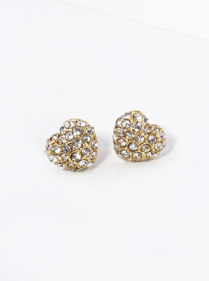 Crystal Pave 10mm Puffy Heart Stud Earrings