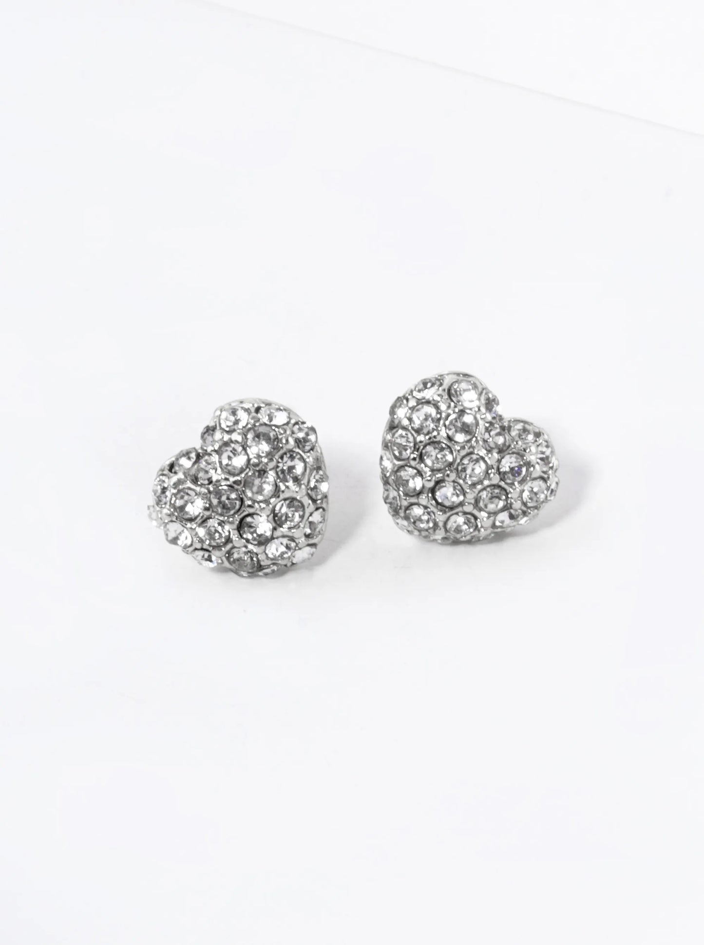 Crystal Pave 10mm Puffy Heart Stud Earrings
