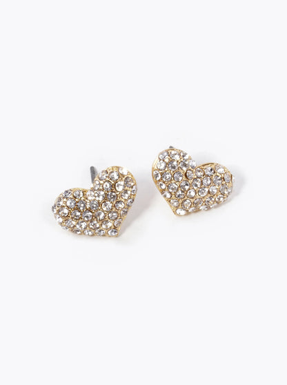 Crystal Pave 10mm Puffy Heart Stud Earrings