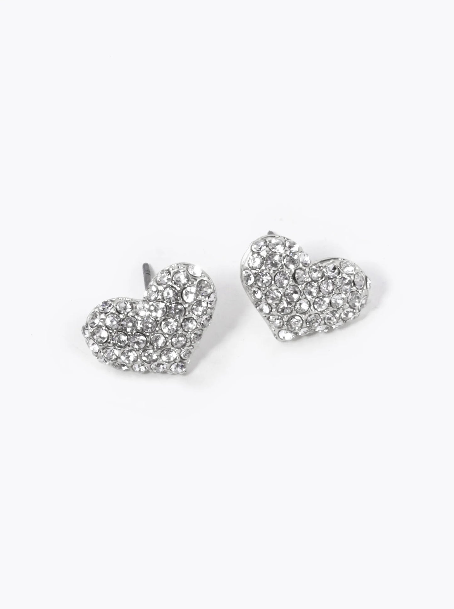 Crystal Pave 10mm Puffy Heart Stud Earrings
