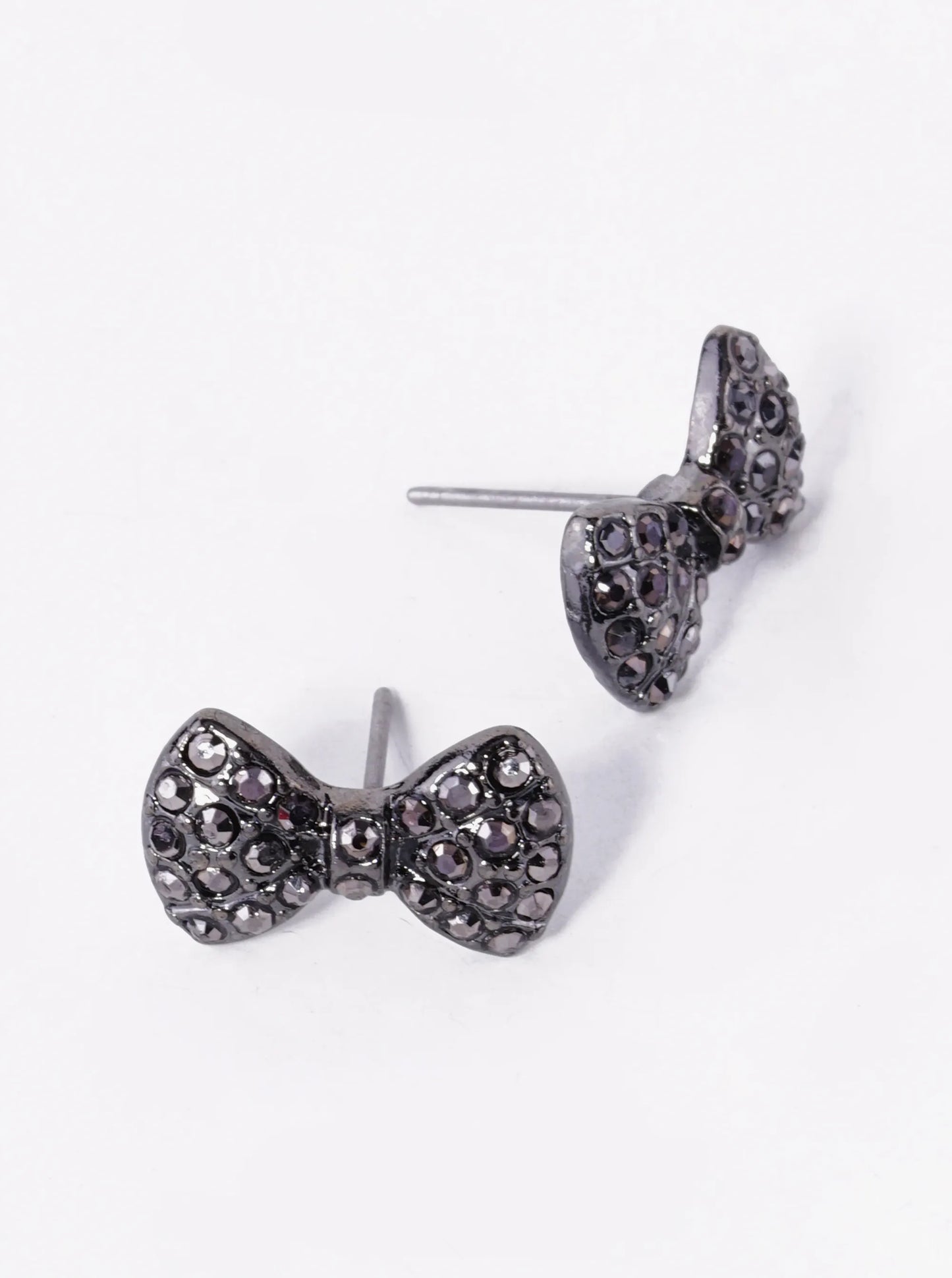 Crystal Pave 10mm Ribbon Bow Stud Earrings