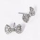 Crystal Pave 10mm Ribbon Bow Stud Earrings