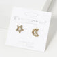 Crystal Pave 10mm Star And Moon Asymmetrical  Stud Earrings